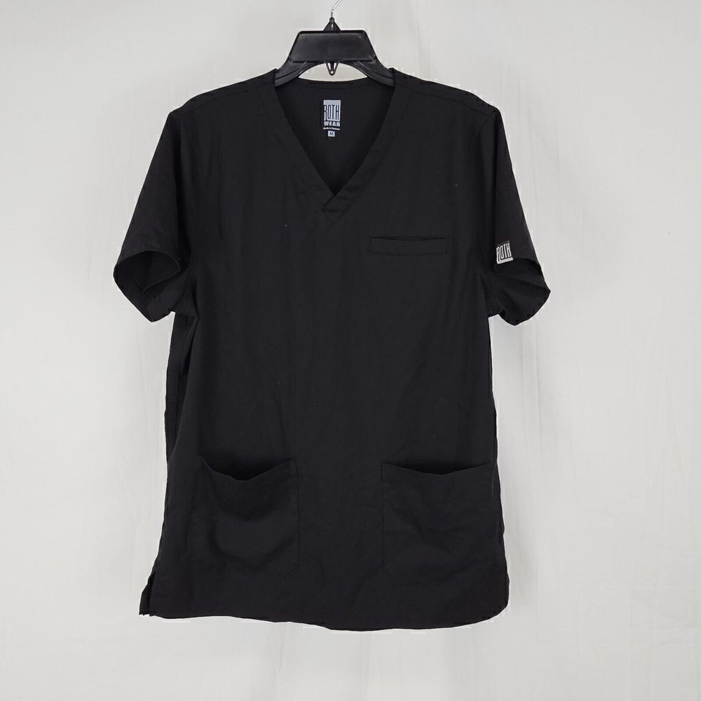 Roth Wear Men's Size Medium Black 3 Pocket Scrub Top